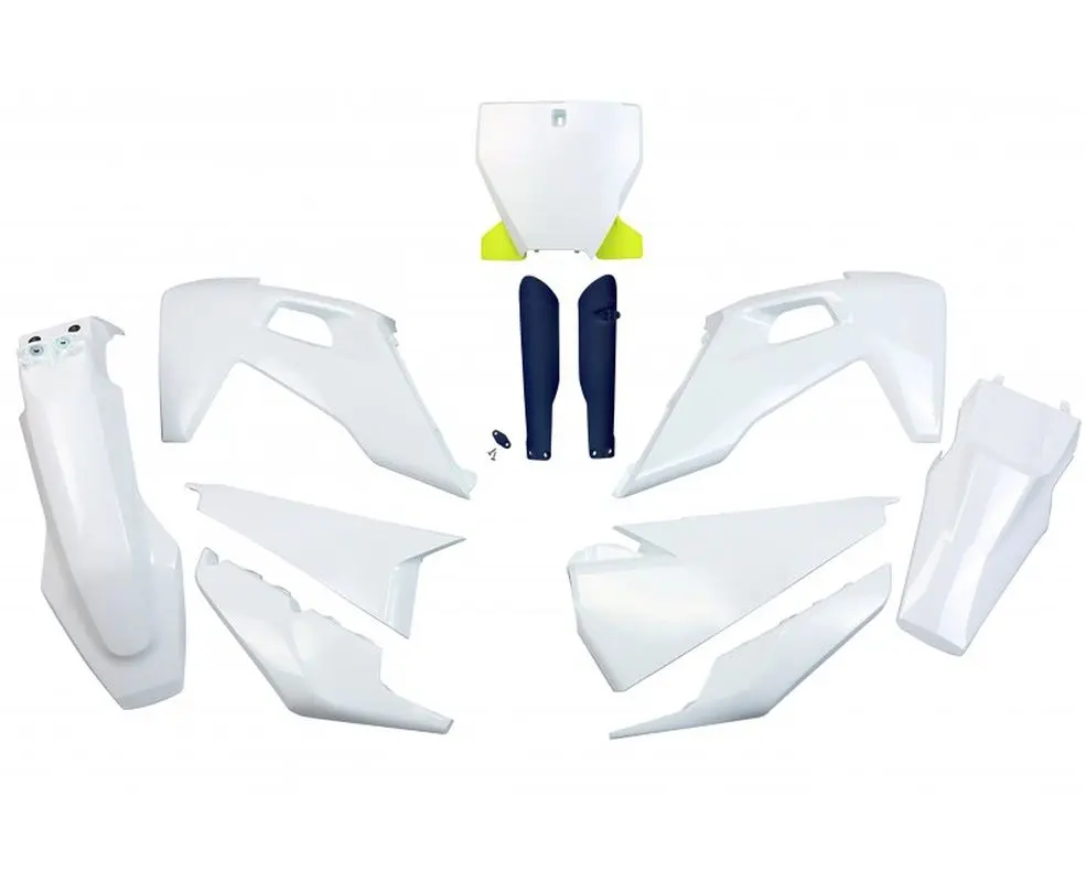 UFO kompletní sada plastů (FULL KIT) s kryty tlumičů HUSQVARNA TC 125/250 19-22, FC 250/350/450 19-22 barva OEM 22 (bílá) (UFO kompletní sada plastů)