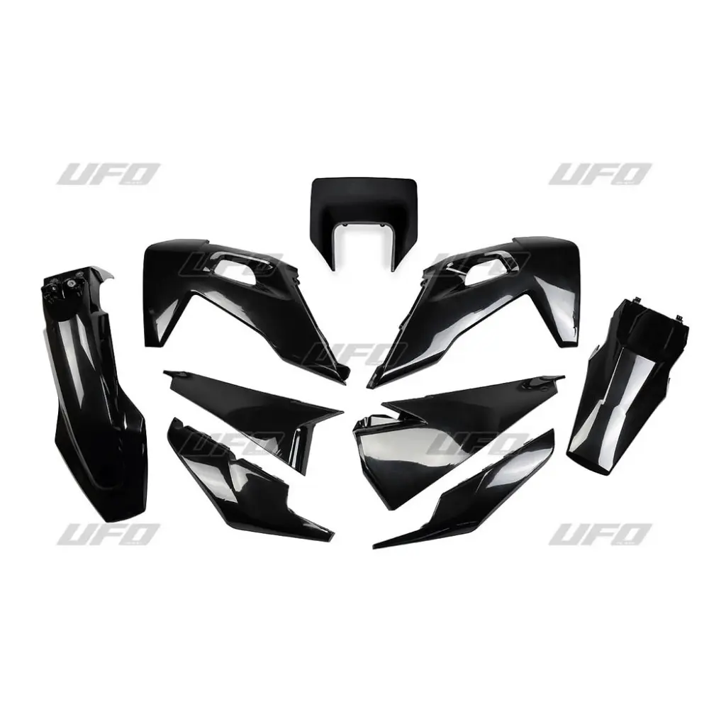 UFO kompletní sada plastů HUSQVARNA TE 150 / 250 / 300 20-23, FE 250 / 350 / 450 / 501 20-23 s krytem světla barva černá (HU623E001) (UFO kompletní)