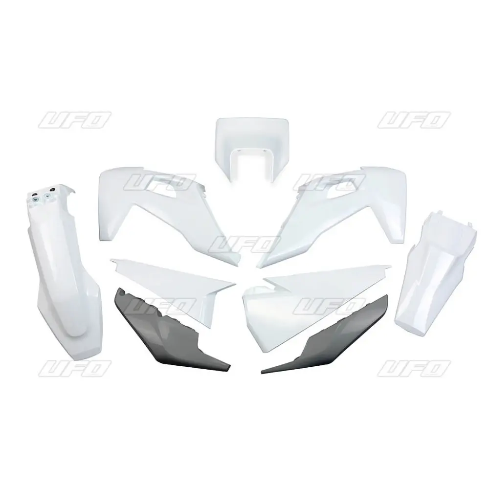 UFO kompletní sada plastů HUSQVARNA TE 150 / 250 / 300 20-23, FE 250 / 350 / 450 / 501 20-23 s krytem světla barva OEM (bílá/grafitová) (HU623E999)