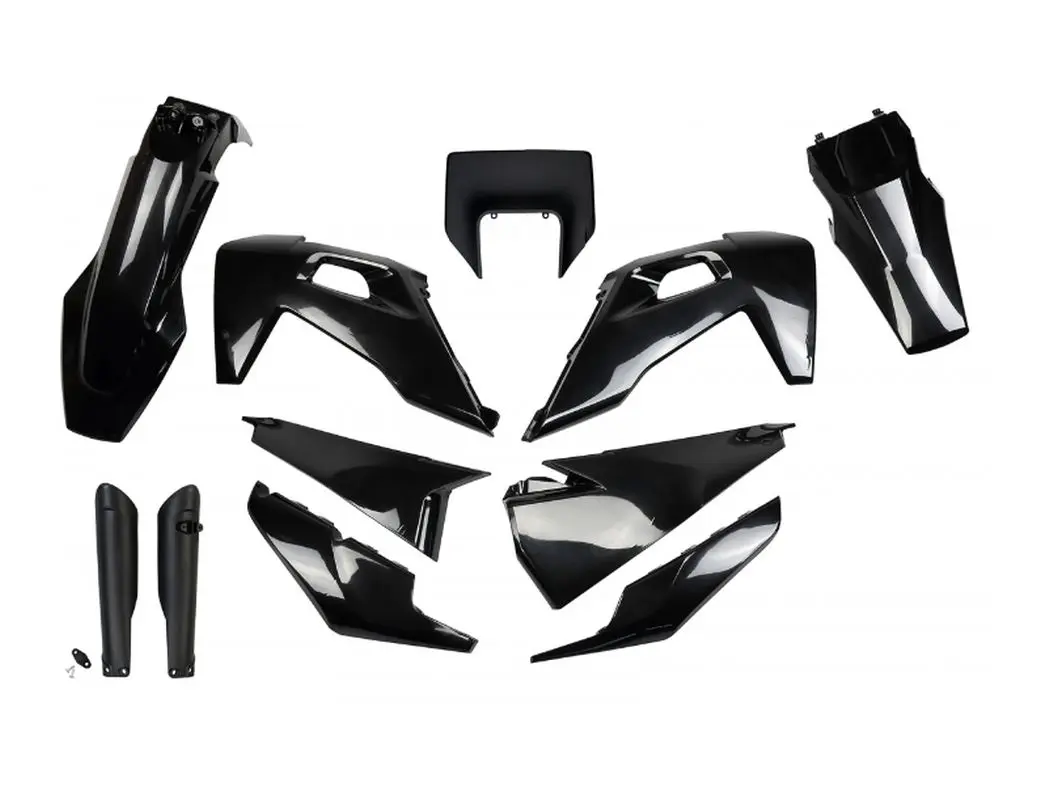 UFO kompletní sada plastů (FULL KIT) s kryty tlumičů HUSQVARNA TX / TE 125 / 150 / 250 / 300 20-22, FE 250 / 350 / 450 / 501 20-23 barva černá (UFO)