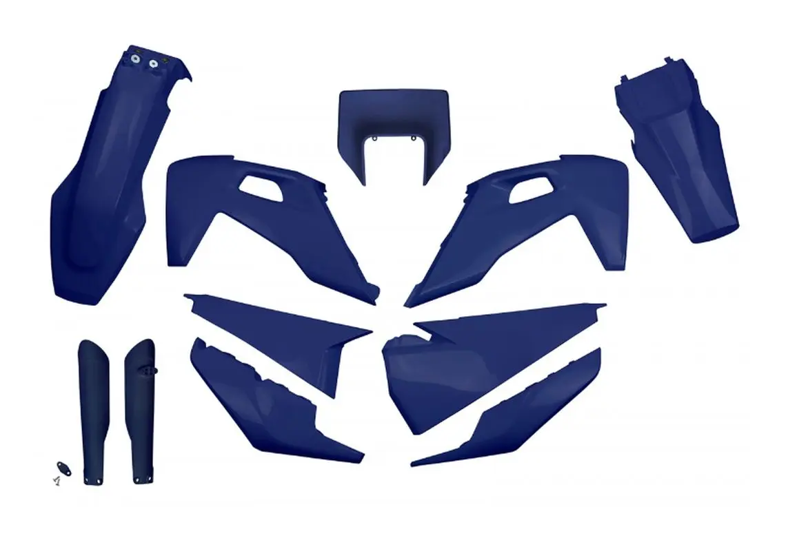 UFO kompletní sada plastů (FULL KIT) s kryty tlumičů HUSQVARNA TX / TE 125 / 150 / 250 / 300 20-22, FE 250 / 350 / 450 / 501 20-23 barva modrá (UFO)