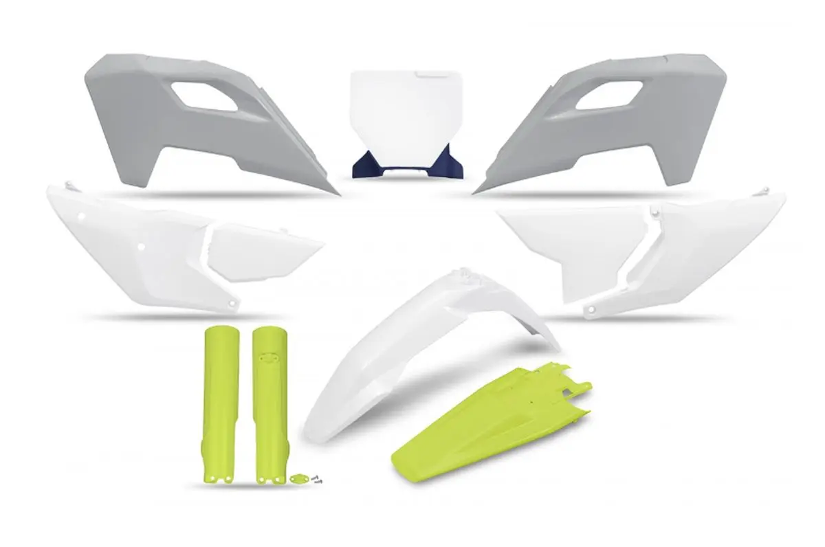 UFO kompletní sada plastů (FULL KIT) s kryty tlumičů HUSQVARNA TC 125 / 250 23-24, FC 250 / 350 / 450 23-24, FX 350 / 450 23-24, TX 300 24, barva OEM