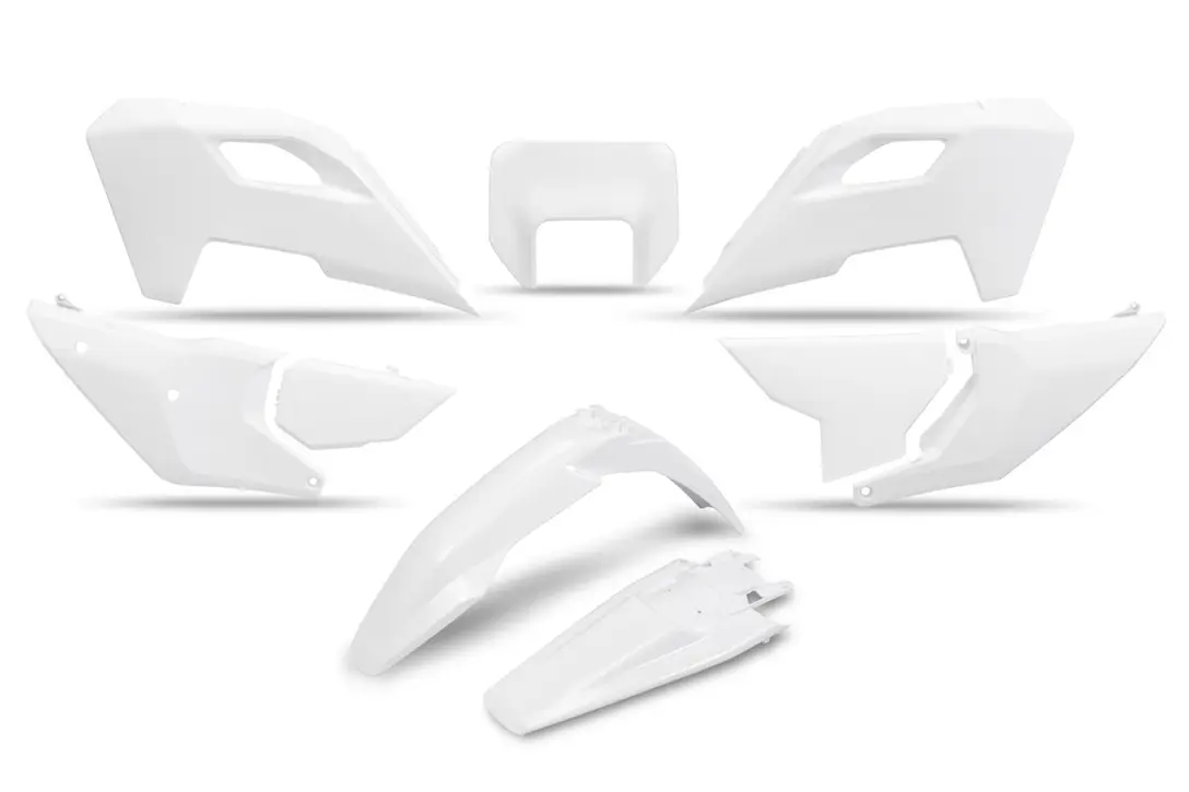 UFO kompletní sada plastů HUSQVARNA TE 150 / 250 / 300 24-25, FE 250 / 350 / 450 / 501 24-25 barva OEM 25 bílá (UFO kompletní sada plastů HUSQVARNA)