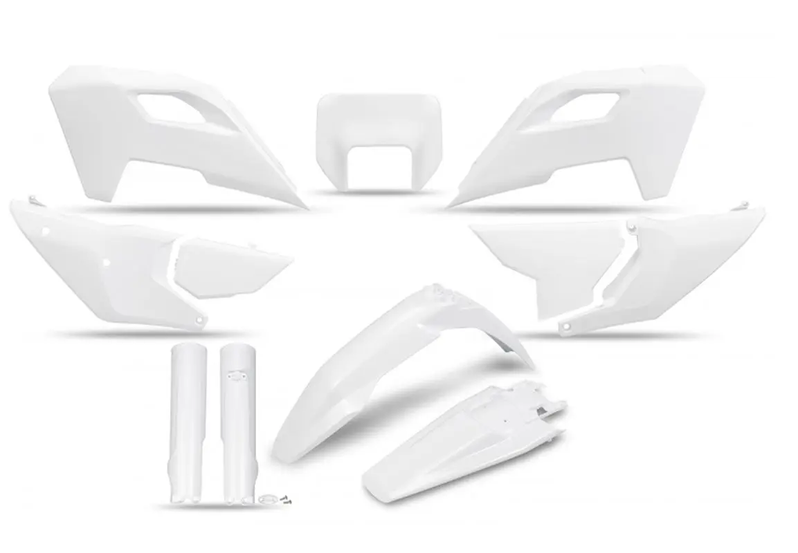 UFO kompletní sada plastů (FULL KIT) s kryty tlumičů HUSQVARNA TE 150 / 250 / 300 24-25, FE 250 / 350 / 450 / 501 24-25 barva bílá ( )