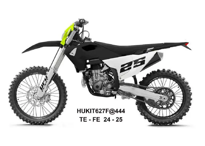 UFO kompletní sada plastů (FULL KIT) s kryty tlumičů HUSQVARNA TE 150 / 250 / 300 24-25, FE 250 / 350 / 450 / 501 24-25 barva černá / bílá (UFO)