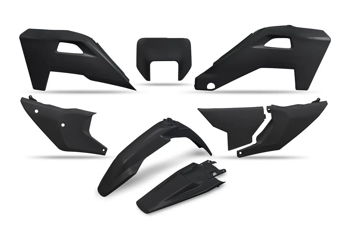 UFO kompletní sada plastů HUSQVARNA FE 250 / 350 / 450 / 501 25-26, TE 250 / 300 HERITAGE 25-26 barva černá (UFO kompletní sada plastů HUSQVARNA FE)
