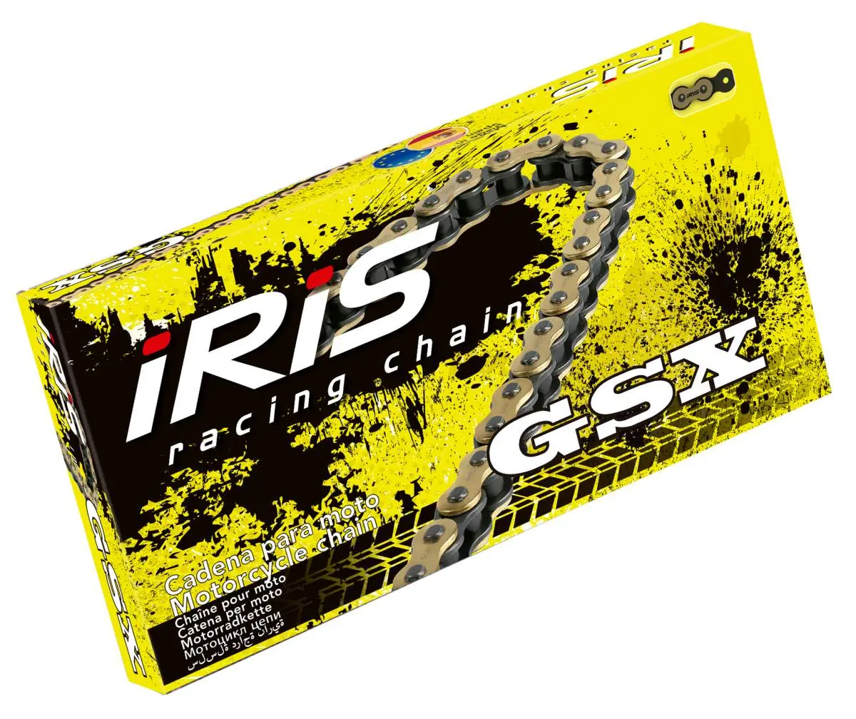 IRIS hnací řetěz 420 GSX-124 (124-článků) bez O-kroužků, rozpojený + spona barva zlatá (IRIS hnací řetěz 420 GSX-124 (124-článků) bez O-kroužků,)