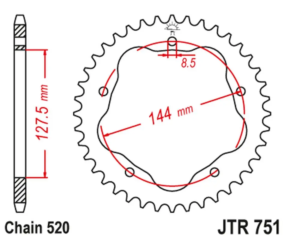 JT rozeta zadní 4320M 40 hliníková (ergal) DUCATI MONSTER 800 S2R '05-'07, HYPERMOTARD 950 '19-'23, BIPOSTO 748/S '95-'03 (řetěz 520)