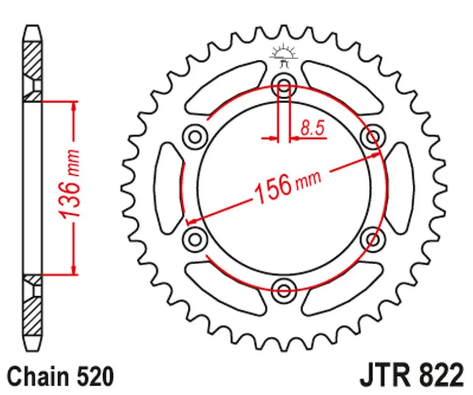 JT řetězové kolečko zadní 702 53 hliníkové RACElité HUSQVARNA SM 610 (08-09), SUZUKI DR350 (90-03), RGV 250 (91-96) (70253JTA) (řetěz 520) barva černá