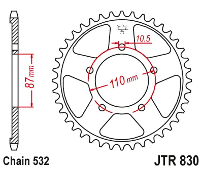 JT rozeta zadní hliníková 7075-T6 (ergal) 4675 42 KTM 200 DUKE/RC '15-'20 barva oranžová (JT rozeta zadní hliníková 7075-T6 (ergal) 4675 42 KTM 200)