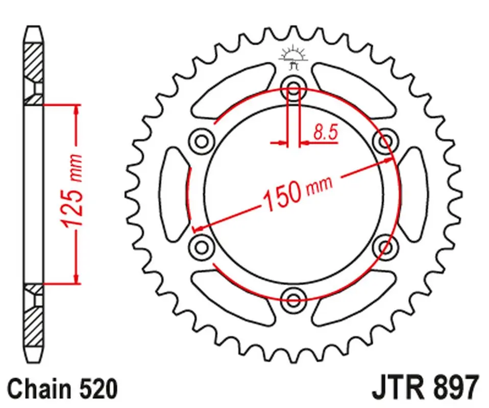 JT řetězové kolečko zadní 899 52 hliníkové RACElité KTM SX/EXC/LC4 (91-25) (89952JTA) (řetěz 520) barva modrá ( )