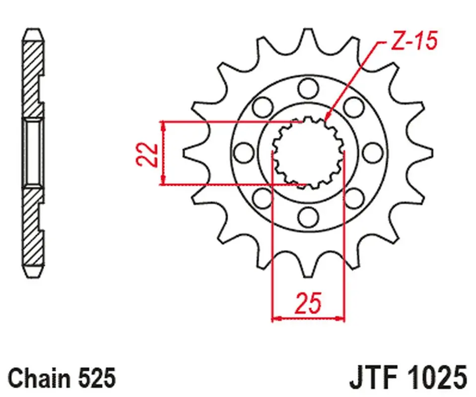 JT řetězové kolo přední 2354 15 ROYAL ENFIELD HIMALAYAN 411 16-22, SCRAM 411 22-23, CONTINENTAL / INTERCEPTOR 650 19-22 (235415JT) ( )