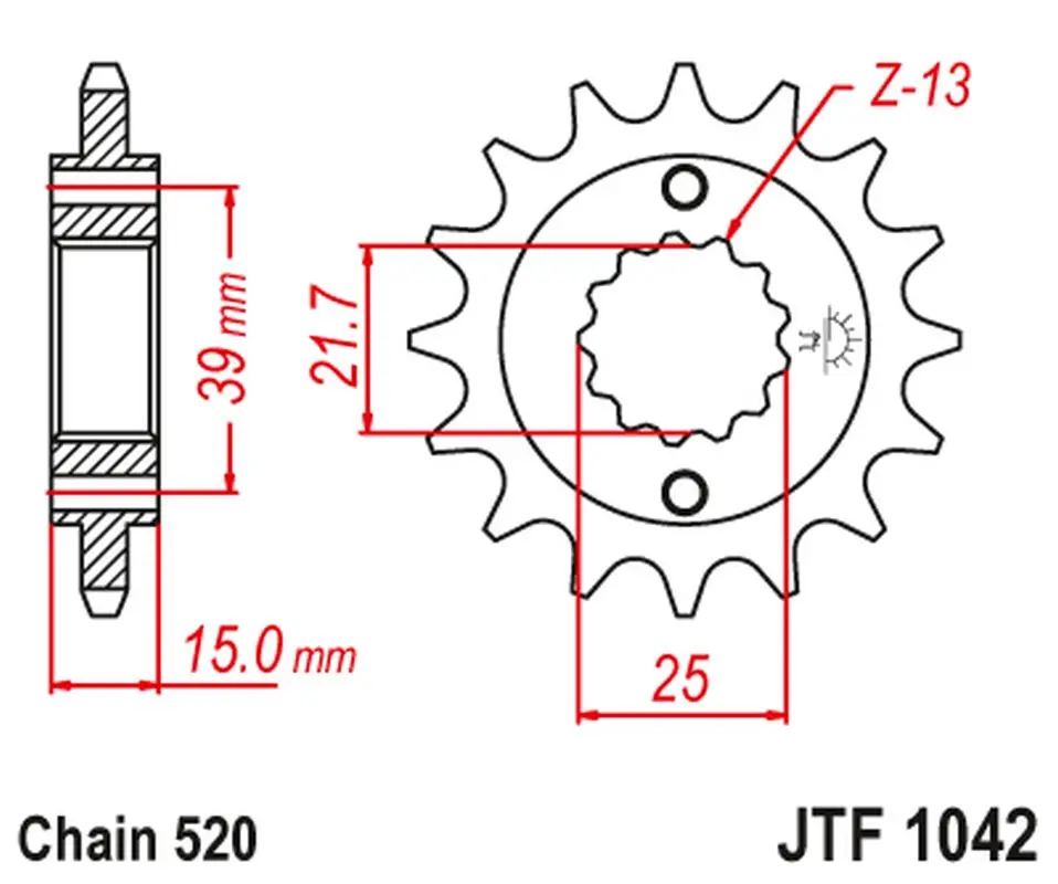 JT řetězové kolo přední 2128 14 KYMCO 250 MXU/KXR/KXU '02-15' 300 MAXXER '05-16' (212814JT) (JT řetězové kolo přední 2128 14 KYMCO 250 MXU/KXR/KXU)