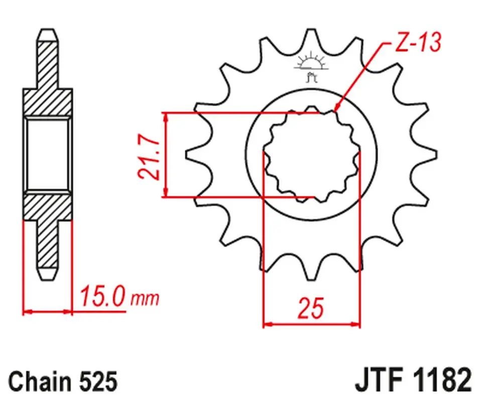 JT řetězové kolo přední 2082 14 TRIUMPH TT/DAYTONA/SPEED FOUR 600 '00-05' DAYTONA 650 '05 (208214JT) (JT řetězové kolo přední 2082 14 TRIUMPH)