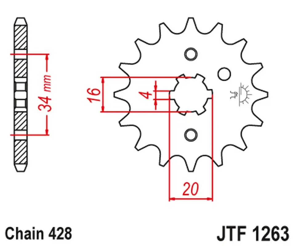 JT řetězové kolo přední 263 12 SUZUKI RM 80/85, YAMAHA XT 125 R/X (26312JT) (JT řetězové kolo přední 263 12 SUZUKI RM 80/85, YAMAHA XT 125 R/X)