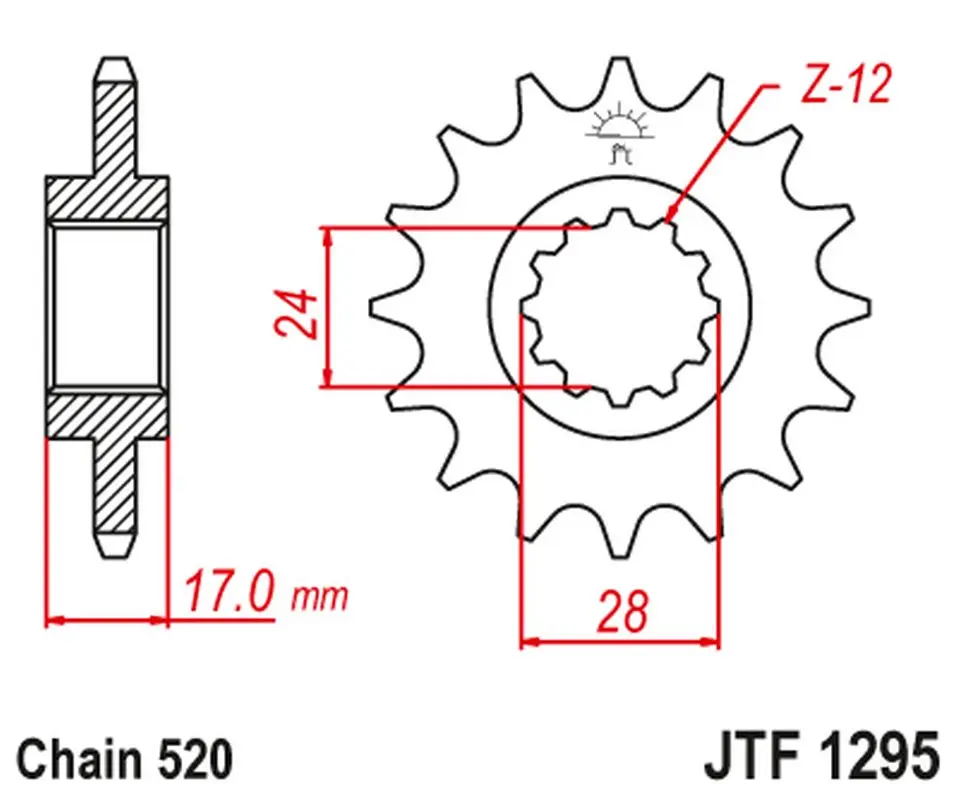 JT řetězové kolo přední 295M 15 HONDA CBR 600 F2/F3 '91-98' (295M15JT) konverze ( )