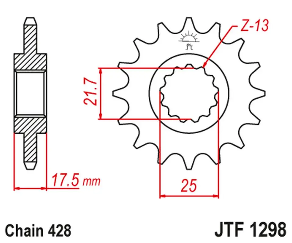 JT řetězové kolo přední 2048 17 HONDA CBR 250 '90-00' VT/VTR 250 '89-90' (204817JT) (JT řetězové kolo přední 2048 17 HONDA CBR 250 '90-00' VT/VTR 250)
