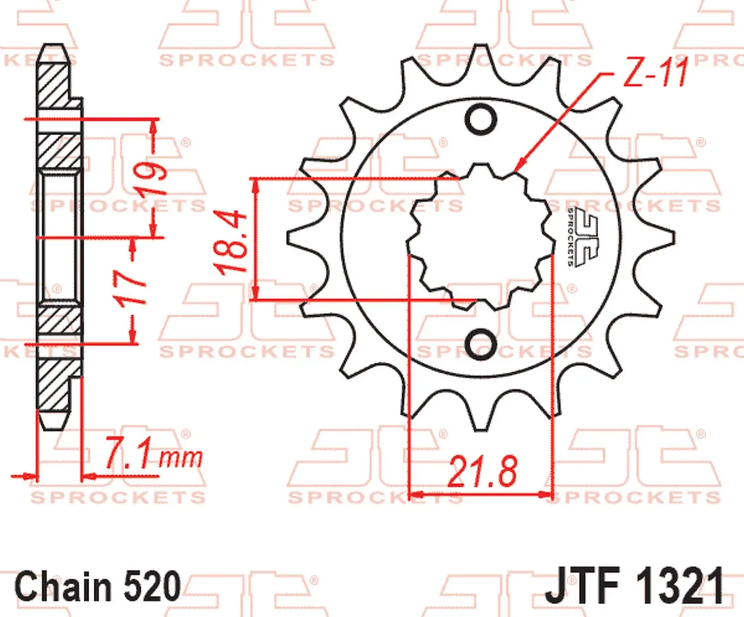 JT řetězové kolečko přední 2067 14 HONDA CRF 250 13-21, CRF 300 21-25, CBF 250 R 11-19, CB 300 F / R 15-25, CBR 300 R 14-22, CMX 300 REBEL 17-25, CF