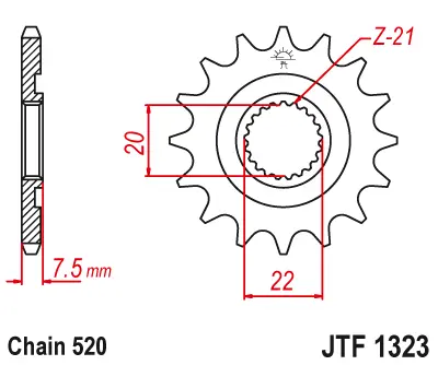 JT řetězové kolo přední 2120 13 HONDA CR 125R '04-'07, CRF 250R/X '04-'17 (řetěz 520) (JT řetězové kolo přední 2120 13 HONDA CR 125R '04-'07, CRF)