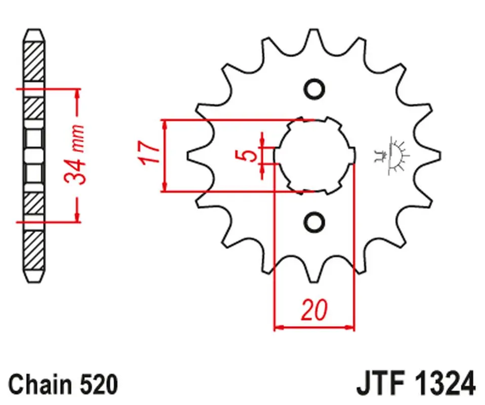 JT řetězové kolo přední 2060 12 HONDA CRF 230 '03-15' TRX 200 SX FOUTRAX '86-88' '90-97' (206012JT) ( )