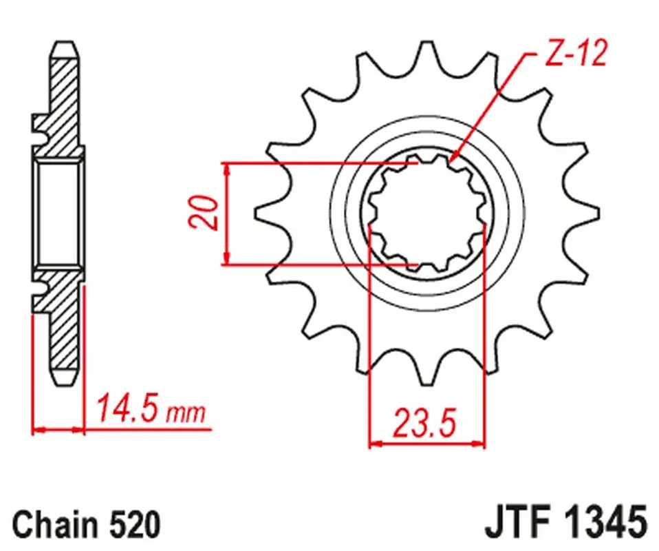 JT řetězové kolo přední s gumou HONDA CRF 450 L-K '19 (JTF1345.13RB)* (JT řetězové kolo přední s gumou HONDA CRF 450 L-K '19 (JTF1345.13RB)*)