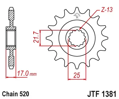 JT řetězové kolečko přední 2042 16 s gumou HONDA CB 500F/X '13-'15, CBR 500R '13-'15 (204216JTRB) (řetěz 520) (JT řetězové kolečko přední 2042 16 s)