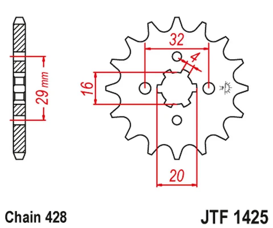 JT řetězové kolo přední 425 15 SUZUKI GSXR 125 17-18, RG 80 86-87, GSX 125S 17-18 (JTF1425.15) (JT řetězové kolo přední 425 15 SUZUKI GSXR 125 17-18,)