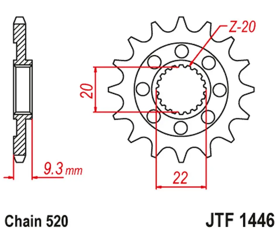 JT řetězové kolečko přední 2146 13 KAWASAKI KXF 250 '06-'17 (214613JT) ( )