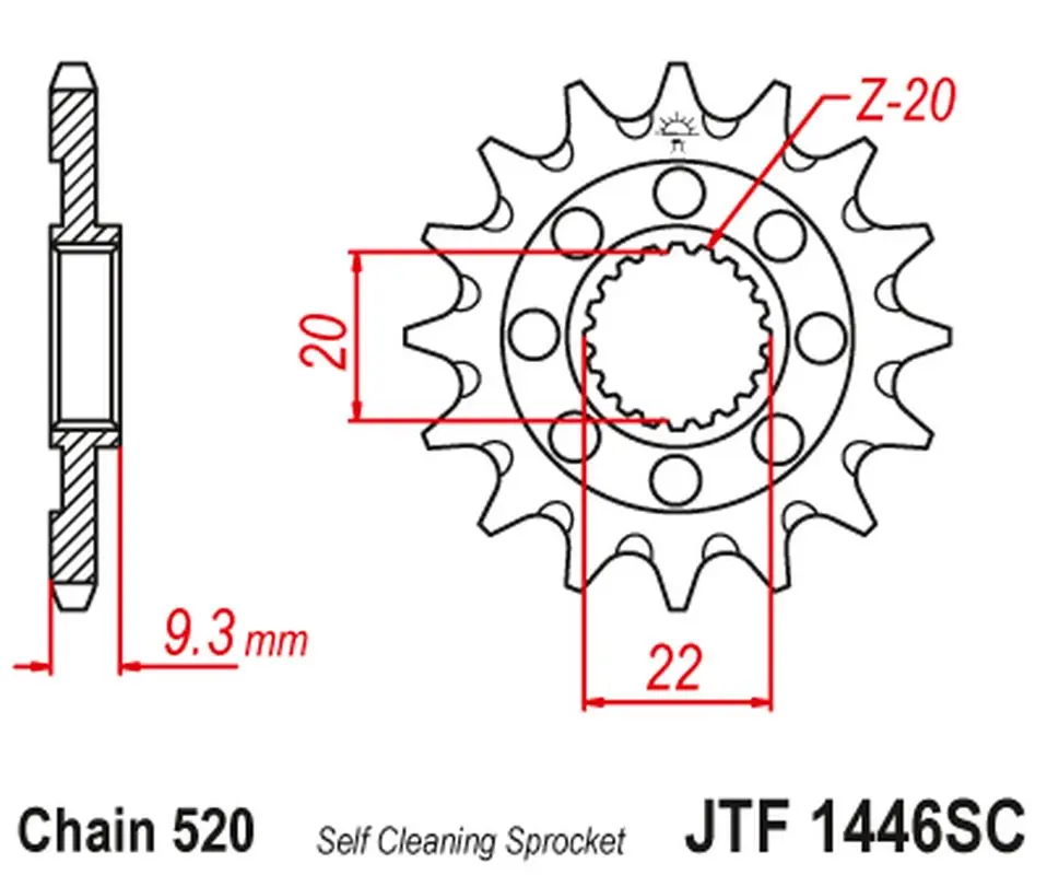 JT řetězové kolečko přední 2146 14 KAWASAKI KXF 250 '06-'17 samočistící (214614JT) (JT řetězové kolečko přední 2146 14 KAWASAKI KXF 250 '06-'17)
