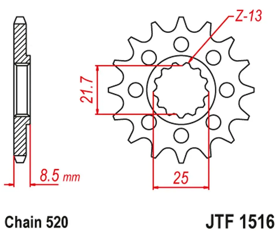 JT řetězové kolečko přední 2179 16 KAWASAKI ZX 10R 04-18 (217916JT) (přechod na řetěz 520) (JT řetězové kolečko přední 2179 16 KAWASAKI ZX 10R 04-18)