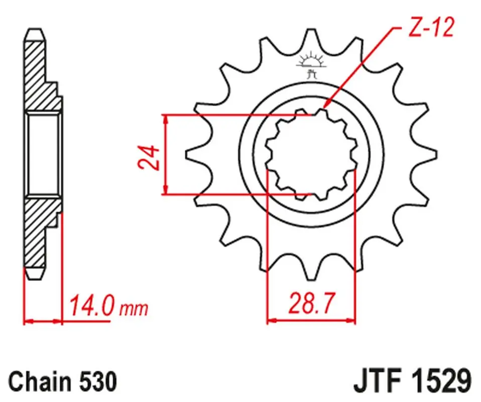 JT řetězové kolečko přední 2077 17 KAWASAKI ZRX 1100/1200 '97-06 (207717JT) (JT řetězové kolečko přední 2077 17 KAWASAKI ZRX 1100/1200 '97-06)
