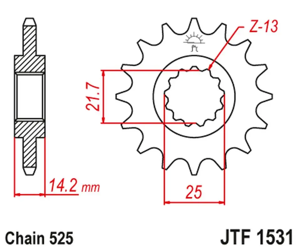 JT řetězové kolečko přední 2083 15 KAWASAKI ZR 750 '95-99' (208315JT) (JT řetězové kolečko přední 2083 15 KAWASAKI ZR 750 '95-99' (208315JT))