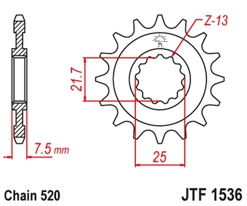 JT řetězové kolečko přední 585 15 KAWASAKI ZX-6R/RR '07-17, YAMAHA XTZ 750 '90-'98 (58515JT) ( )