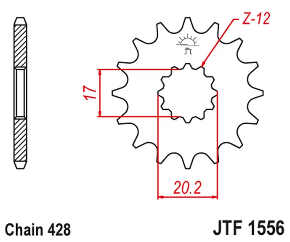 JT řetězové kolečko přední 2064 12 YAMAHA TZR 50 (SPAIN) (206412JT) konverze ( )