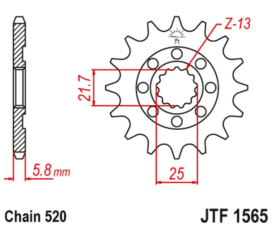JT řetězové kolečko přední 2141 12 KAWASAKI KXF 450 '06-20' KLX 450 '08-20' (214112JT) ( )