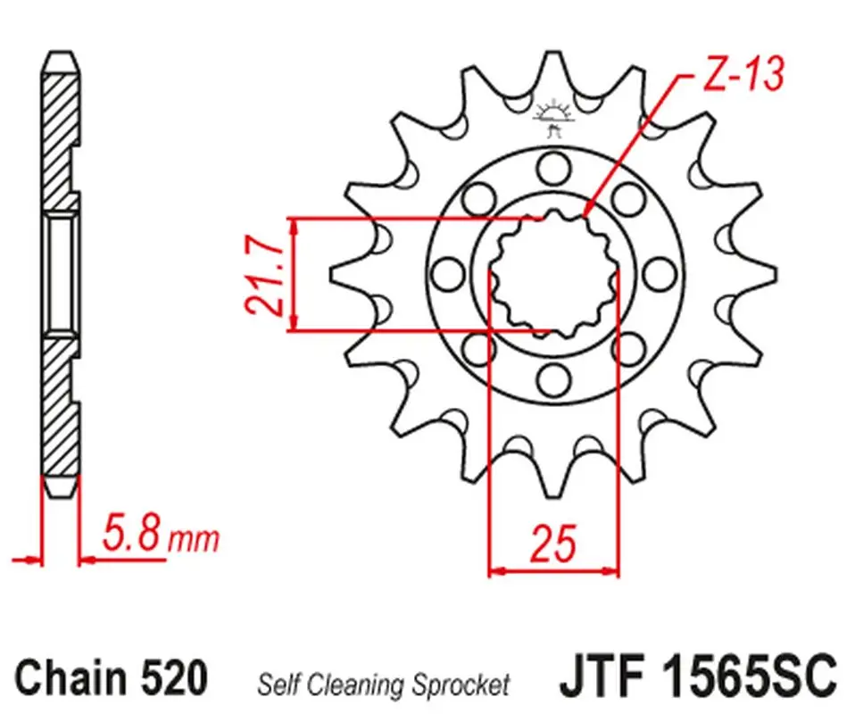 JT řetězové kolečko přední 2141 14 KAWASAKI KXF 450 '06-20' KLX 450 '08-20' samočistící (214114JT) ( )