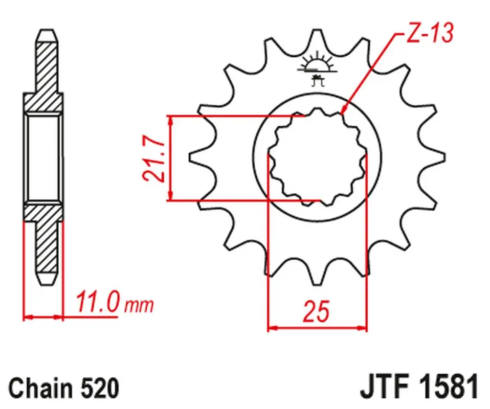 JT řetězové kolečko přední 566M 17 YAMAHA YZF R6 '99-20',FZ6 '04-09' (566M17JT) (řetěz 520) konverze (JT řetězové kolečko přední 566M 17 YAMAHA YZF)