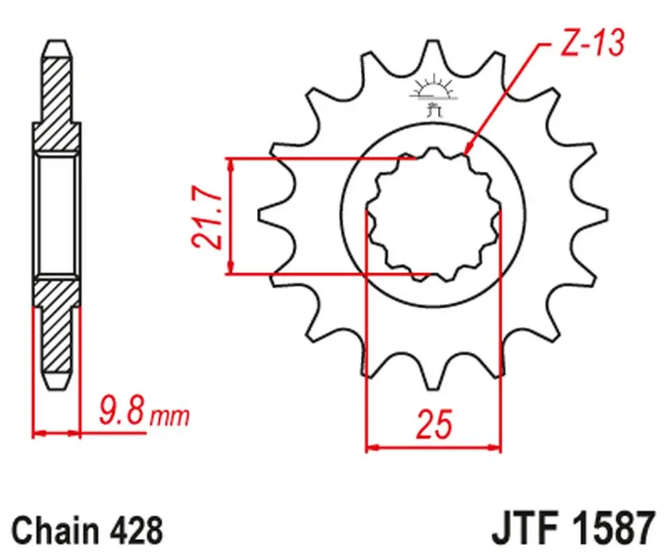JT řetězové kolečko přední 2049 20 YAMAHA FZR 400 '88-95', SR 400 '88-17' SR 500 '91-00' (204920JT) (řetěz 428) (JT řetězové kolečko přední 2049 20)