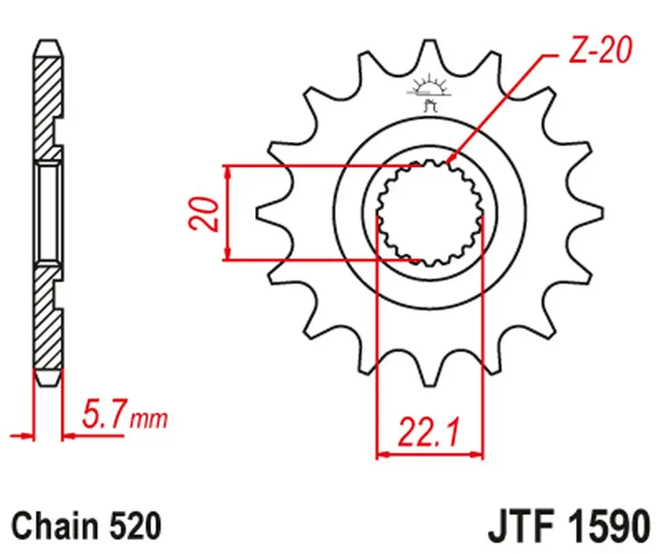 JT řetězové kolečko přední 2103 13 YAMAHA YZF 250 '01-'25, YZ 125 '05-'25, WR 250F '01-'25 (orig.) (210313JT) (řetěz 520) (JT řetězové kolečko přední)