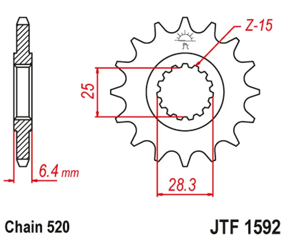 JT řetězové kolečko přední 2168 16 YAMAHA YFZ 450/YFM 700 RAPTOR '06-'19 (216816JT) (řetěz 520) (JT řetězové kolečko přední 2168 16 YAMAHA YFZ)