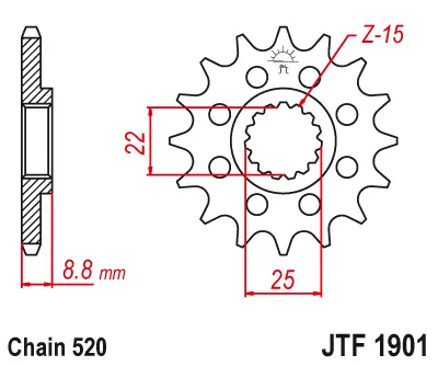 JT řetězové kolo přední s gumou 1248 13 KTM SX/EXC 91-25, BETA, GASGAS, HUSQVARNA (124813RB) (JT řetězové kolo přední s gumou 1248 13 KTM SX/EXC)