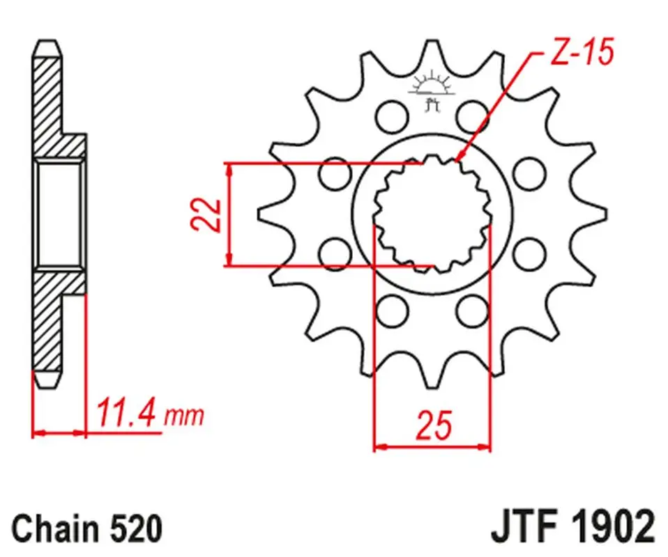 JT řetězové kolo přední 1252 15 s gumou KTM LC4 400/600/620/640/690 (125215JTRB) (JT řetězové kolo přední 1252 15 s gumou KTM LC4 400/600/620/640/690)