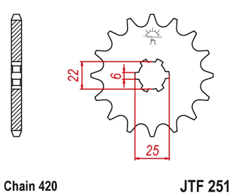 JT řetězové kolečko přední 255 16 HONDA NSR/MTX 50 (25516JT) (řetěz 420) (JT řetězové kolečko přední 255 16 HONDA NSR/MTX 50 (25516JT) (řetěz 420))