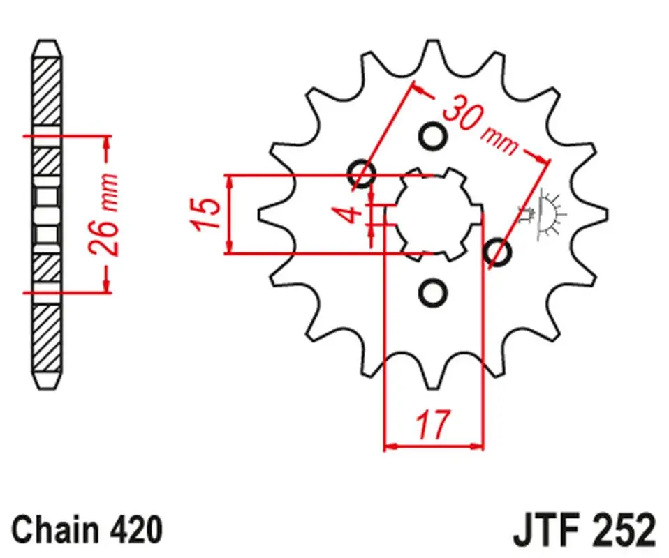 JT řetězové kolečko přední 261 17 HONDA MBX/MTX 50 (26117JT) (řetěz 420) (JT řetězové kolečko přední 261 17 HONDA MBX/MTX 50 (26117JT) (řetěz 420))