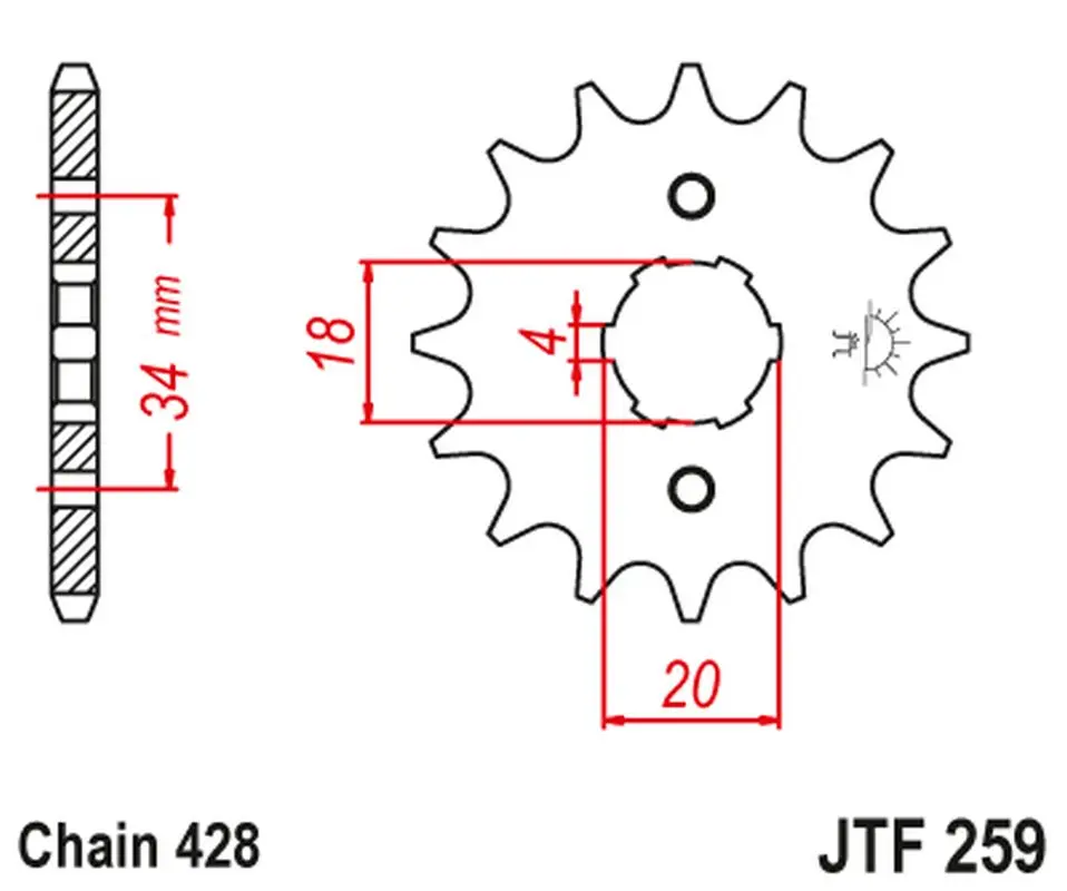 JT řetězové kolečko přední 259 17 HONDA XL 125, NX 125 (25917JT) (řetěz 428) (JT řetězové kolečko přední 259 17 HONDA XL 125, NX 125 (25917JT) (řetěz)