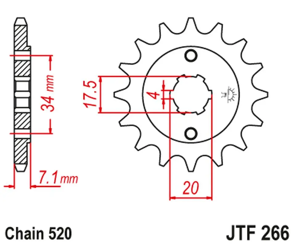 JT řetězové kolečko přední 266 14 HONDA CR 125 '79-'85 (26614JT) (řetěz 520) (JT řetězové kolečko přední 266 14 HONDA CR 125 '79-'85 (26614JT) (řetěz)