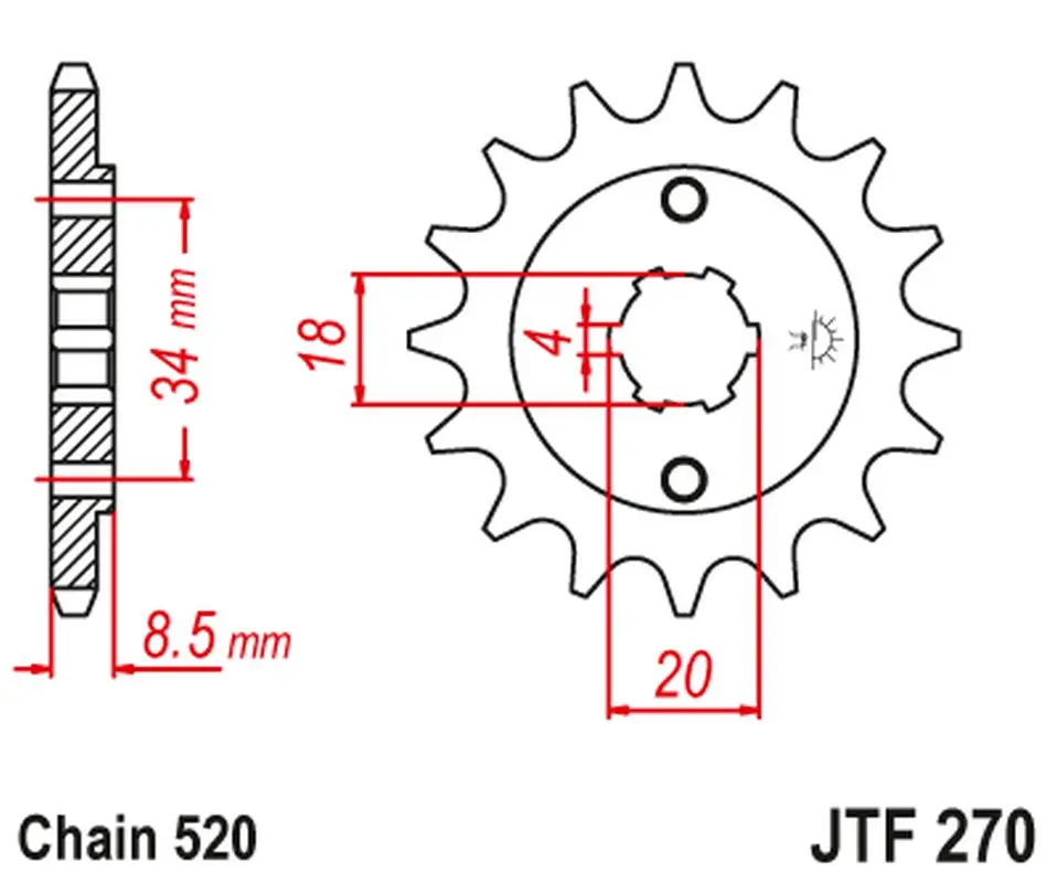 JT řetězové kolečko přední 2046 13 HONDA CA 125 '95-01', CB/CBX/CM/CMX 250 '83-16' (204613JT) (řetěz 520) (JT řetězové kolečko přední 2046 13 HONDA)