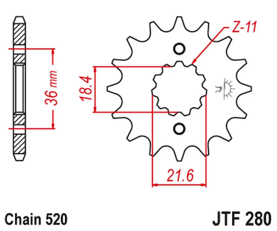 JT řetězové kolečko přední 2506 13 HONDA XL 250 S/M/N (MD26,MD31), AX 1 (250613JT) (řetěz 520) (JT řetězové kolečko přední 2506 13 HONDA XL 250 S/M/N)