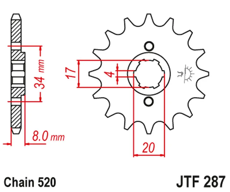 JT řetězové kolečko přední 267 15 HONDA CRF 230L '08-'10, XL 250R '84-'97 (26715JT) (řetěz 520) (JT řetězové kolečko přední 267 15 HONDA CRF 230L)