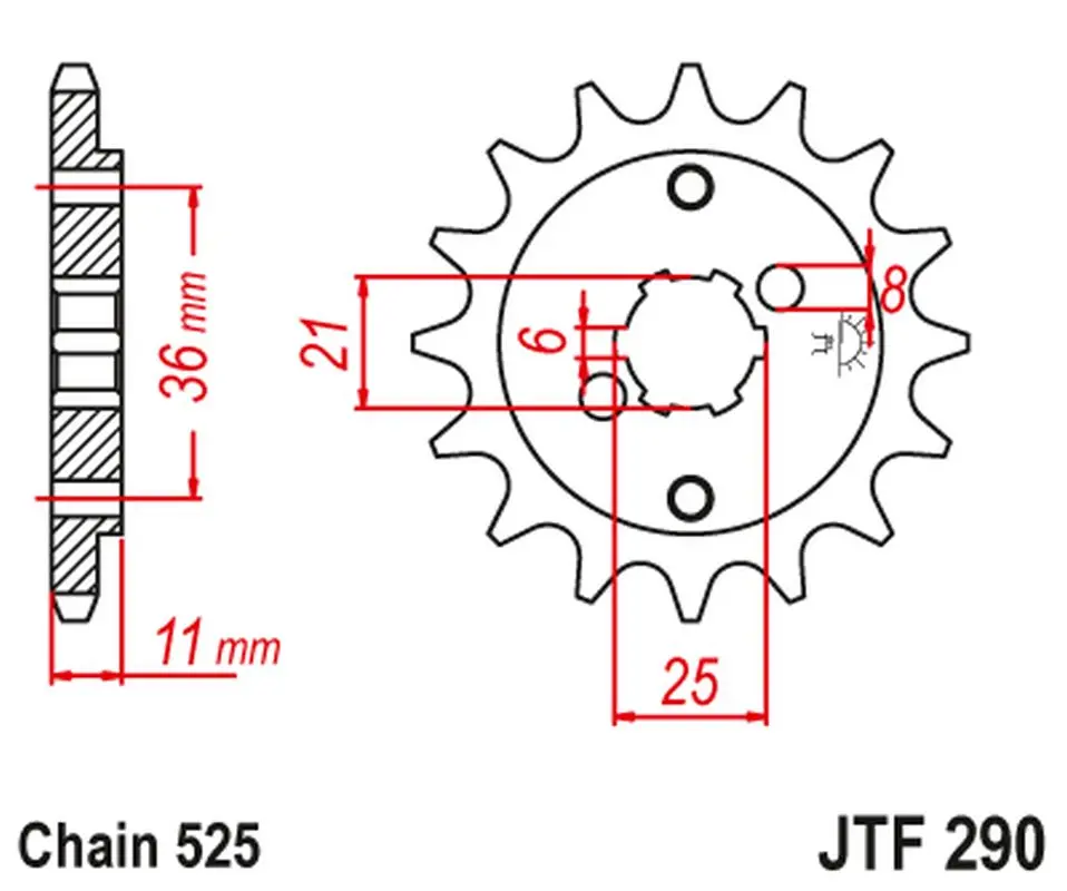JT řetězové kolečko přední 290 14 HONDA XBR 500F '85-'86 (29014JT) (řetěz 525) (-1) ( )